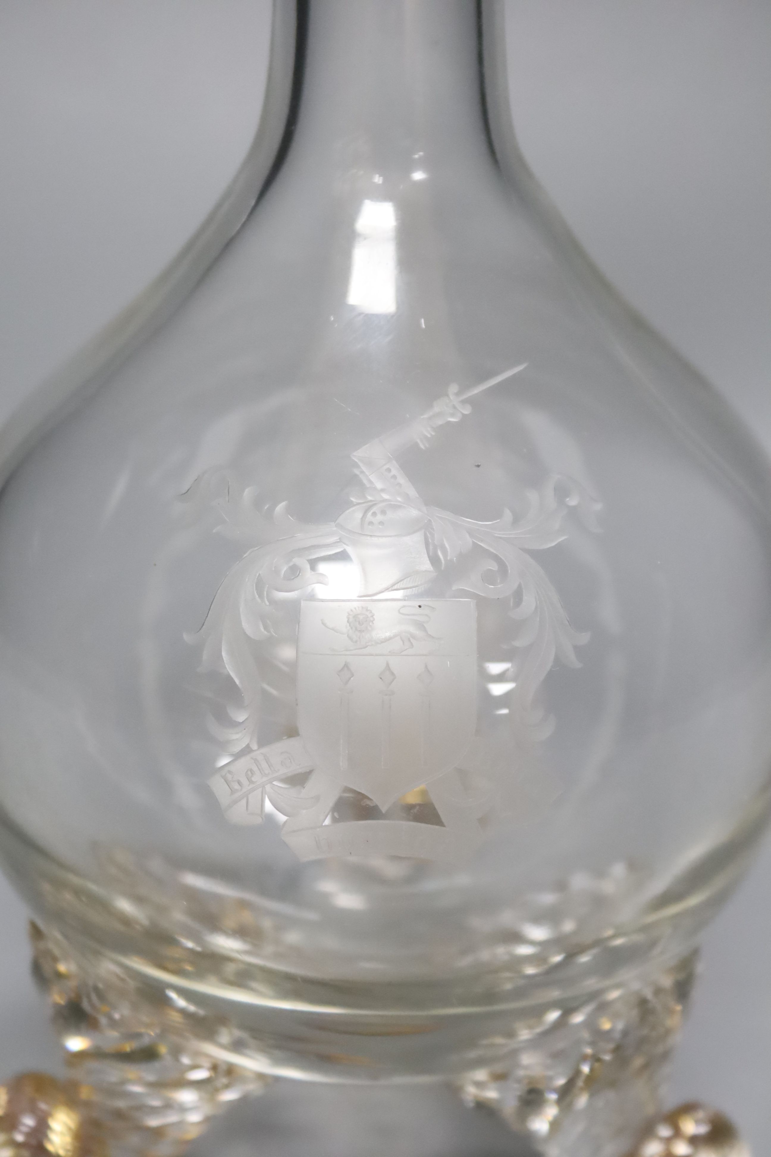 A 19th century etched glass decanter with stopper, height 30cm